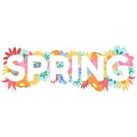 Word Spring with flowers. Isolated on white background with text lettering  spring vector