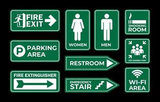 colección de señalización de salida de emergencia contra incendios