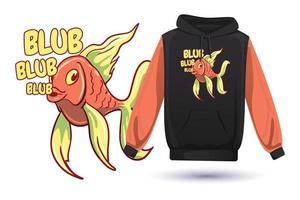Gold fish sticker art, t shirt design vector