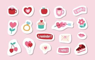 Cute Valentine Journal Sticker Collection vector