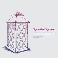Lantern in hand drawn design with gradient color for ramadan kareem or islamic template design vector