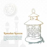 Lantern with ornament in hand drawn design for ramadan kareem template design vector