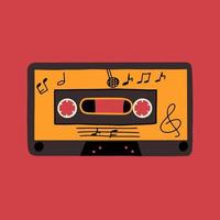 Audio cassette, retro design. Element in the style of 90s, 1980s. Vector illustration in flat style