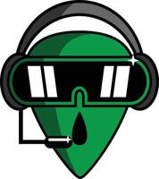 VR alien mascot cartoon design vector illustration, perfect for kids t-shirts