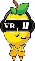 VR lemon mascot cartoon character graphic design illustration vector