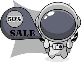 cartoon character illustrations of astronaut mascot sales are perfect for advertising vector