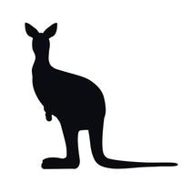 canguro, un animal marsupial. ilustración de stock vectorial. silueta monocromática en blanco y negro. Aislado en un fondo blanco. vector