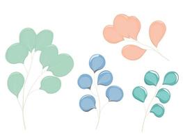 Fabulous plants eucalyptus branches of flowers. Vector stock illustration. isolated on a white background.