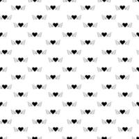 Tattoo heart with wings pattern in the style of the 90s, 2000s. Black and white seamless pattern illustration. vector