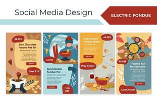 Electric fondue promotion at template story set vector