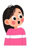 Shocked young kid, gasping preschooler expression vector