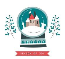Season of joy, xmas and new year greeting card vector