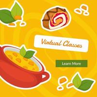 Virtual classes learn more, online courses website vector