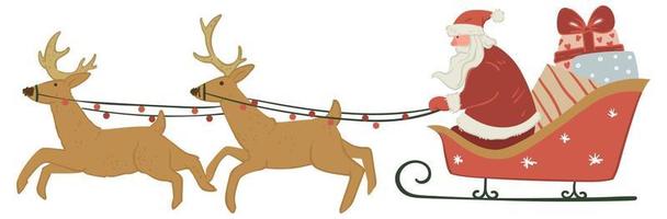 Santa Claus in sleigh with reindeers and presents vector