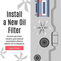 Install new oil filter, car maintenance service vector