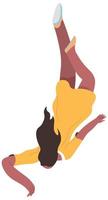 Female character falling down with stretched hands vector