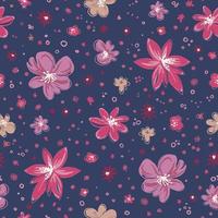 Flowers in blossom, blooming flora print pattern vector