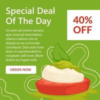 Special deal of the day, meal with price reduction vector