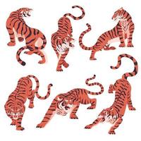 Bengal tiger symbol of new year, roaring animals vector