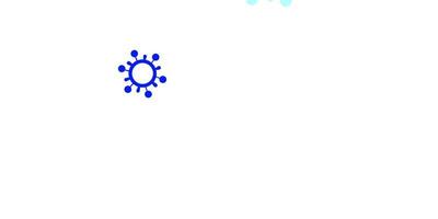 Telón de fondo de vector azul claro con símbolos de virus.