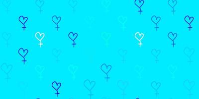 Light Blue, Green vector background with woman symbols.