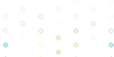 Light Blue, Yellow vector background with covid-19 symbols.