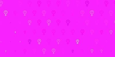 Fondo de vector púrpura claro con símbolos de mujer.