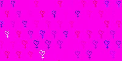 Light Purple, Pink vector pattern with feminism elements.