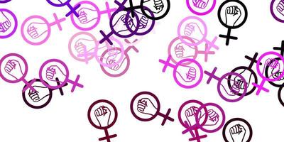 Fondo de vector violeta, rosa claro con símbolos de mujer.
