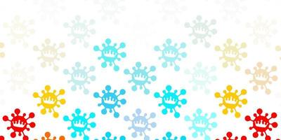 Light blue, red vector backdrop with virus symbols.