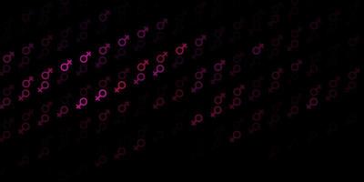 Telón de fondo de vector de color rosa oscuro con símbolos de poder de la mujer.