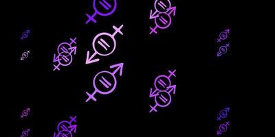 Dark Purple vector pattern with feminism elements.