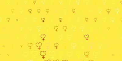 Light Pink, Yellow vector texture with women rights symbols.