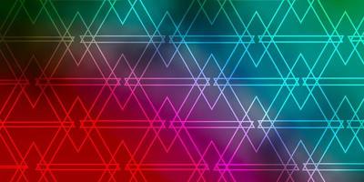 diseño de vector verde claro, rojo con líneas, triángulos.