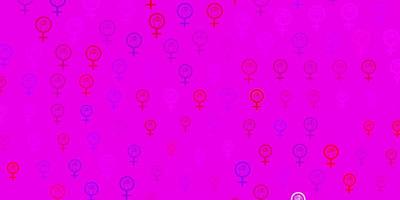 Light Blue, Red vector texture with women rights symbols.