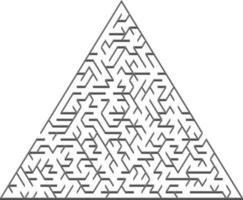 Vector layout with a gray triangular 3D maze, riddle.