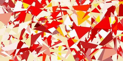 Light red, yellow vector background with triangles.