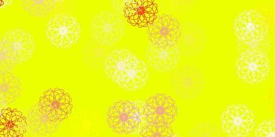 Light red, yellow vector doodle background with flowers.