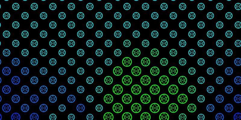 Dark Blue, Green vector backdrop with mystery symbols.