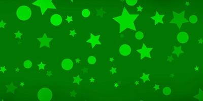 Light Green vector background with circles, stars.