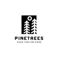 Pine trees forest simple logo design vector