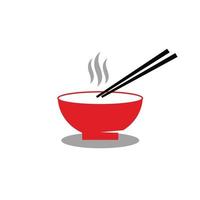 Noodle bowl chopsticks logo design icon vector