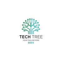 Technology tree logo design idea microcircuit shape, concept communication digital engineering technology emblem vector