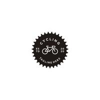 Ilustración de vector de icono de etiquetas y logotipos de insignias de manivela de rueda dentada de bicicleta.