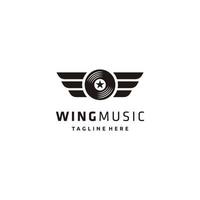 wing vinyl record studio music star logo icon vector design