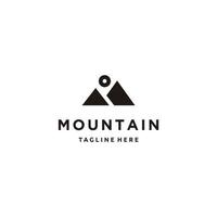 Minimalist mountains in style of M letter line art logo design icon vector