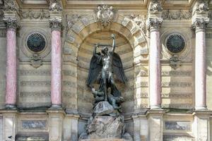 TheFontaine SaintMichel is a monumentalfountainlocated inPlace SaintMichelin the5th arrondissementin Paris photo