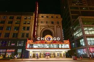 Chicago Theater at night photo