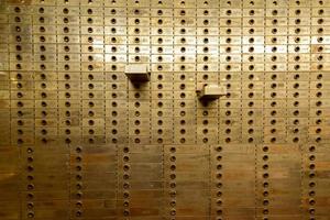 Old Safe Deposit Boxes with two open photo