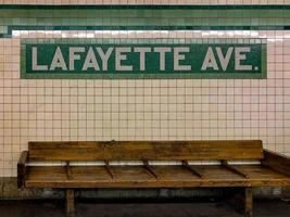 Sign for the Lafayette Avenue Subway Station in the New York City subway system, 2022 photo